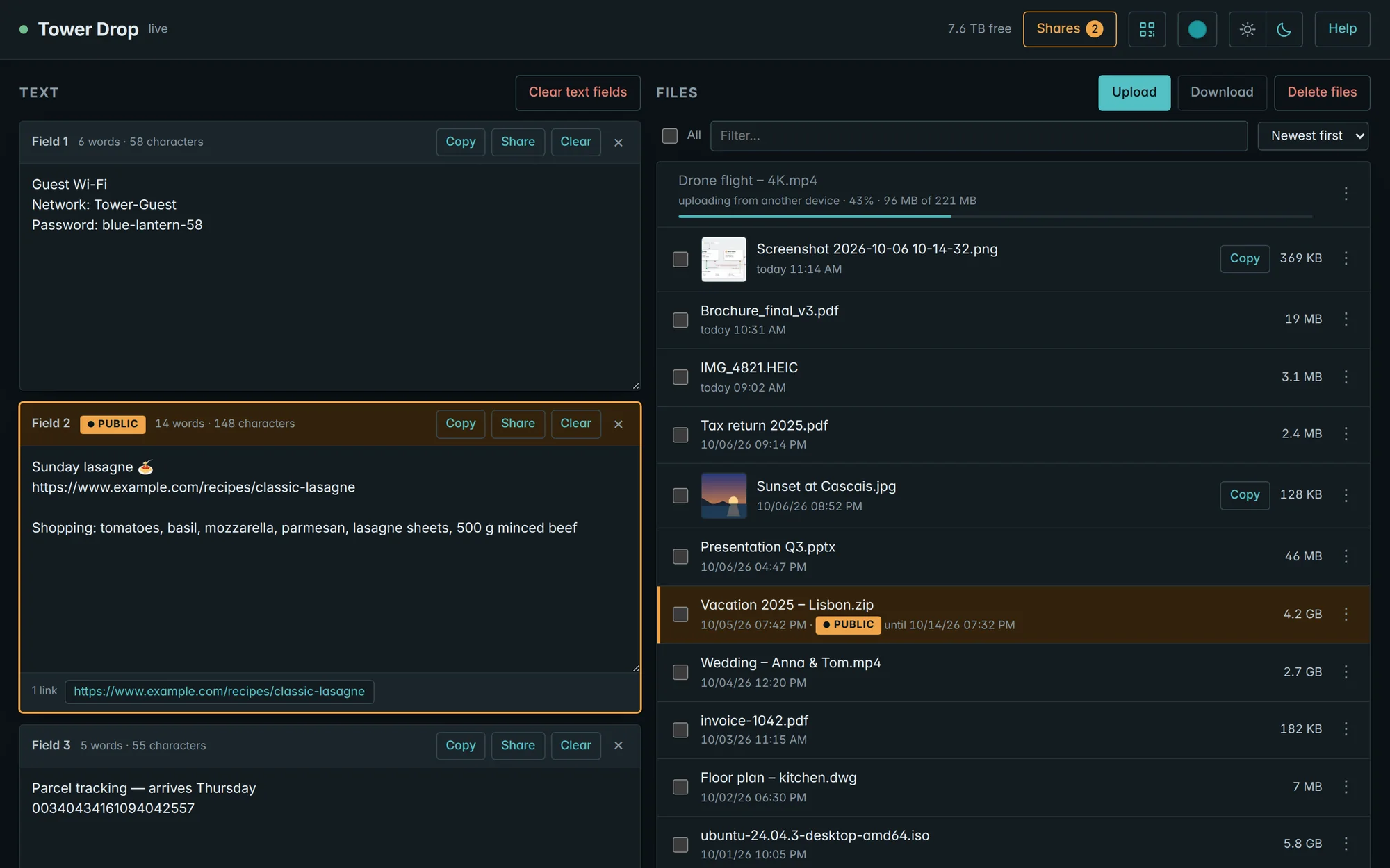 Drop in dark mode